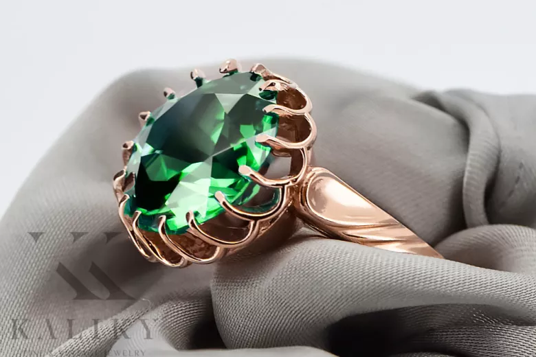 Emerald Original Vintage 14K Rose Gold Ring Vintage craft vrc035r